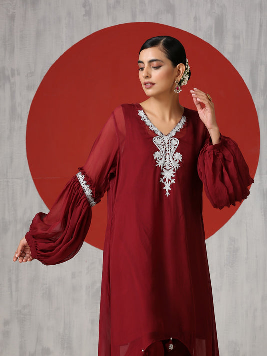 Jashn Puff Sleeves Organza Co-ord Set