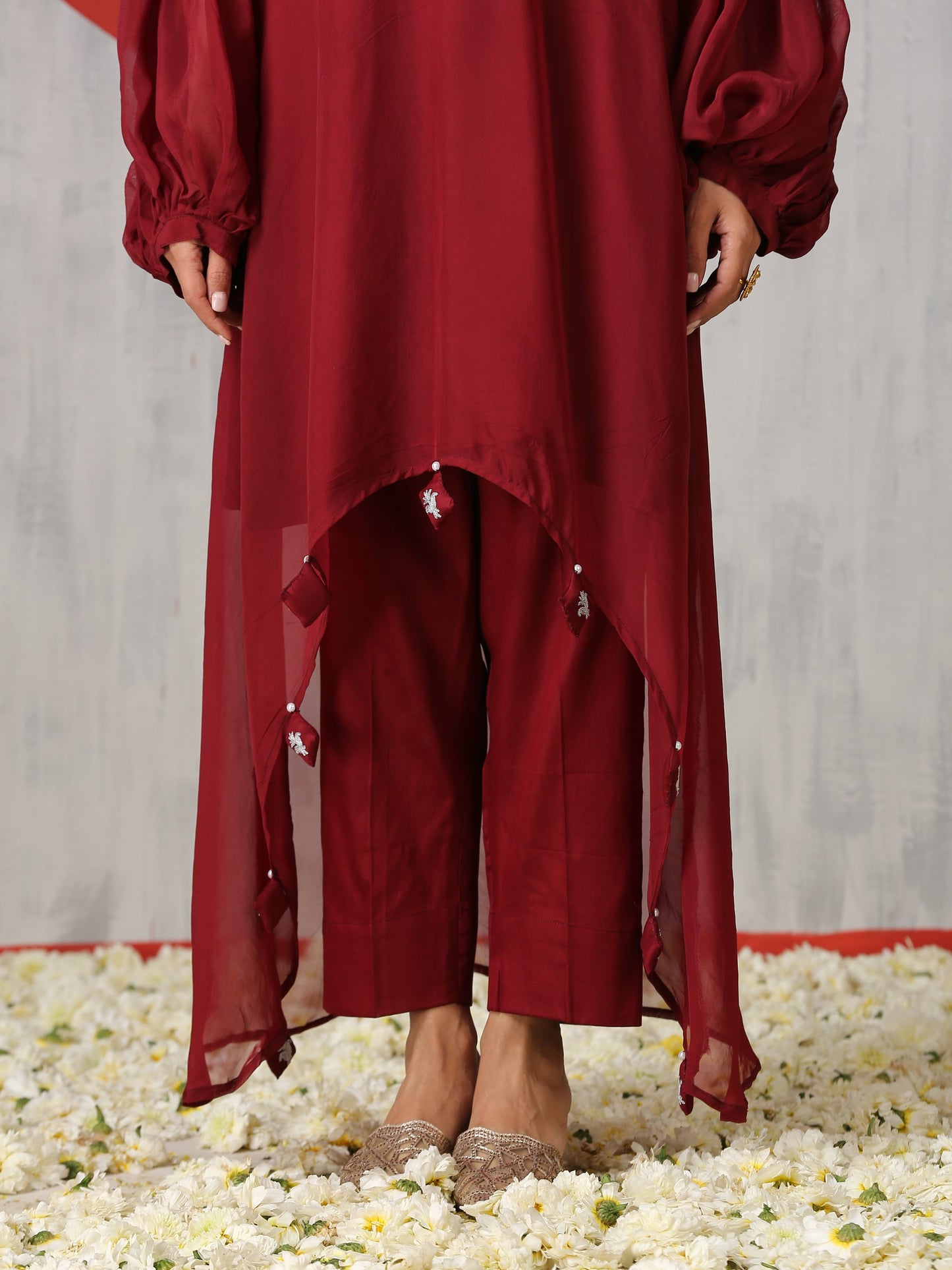 Jashn Puff Sleeves Organza Co-ord Set