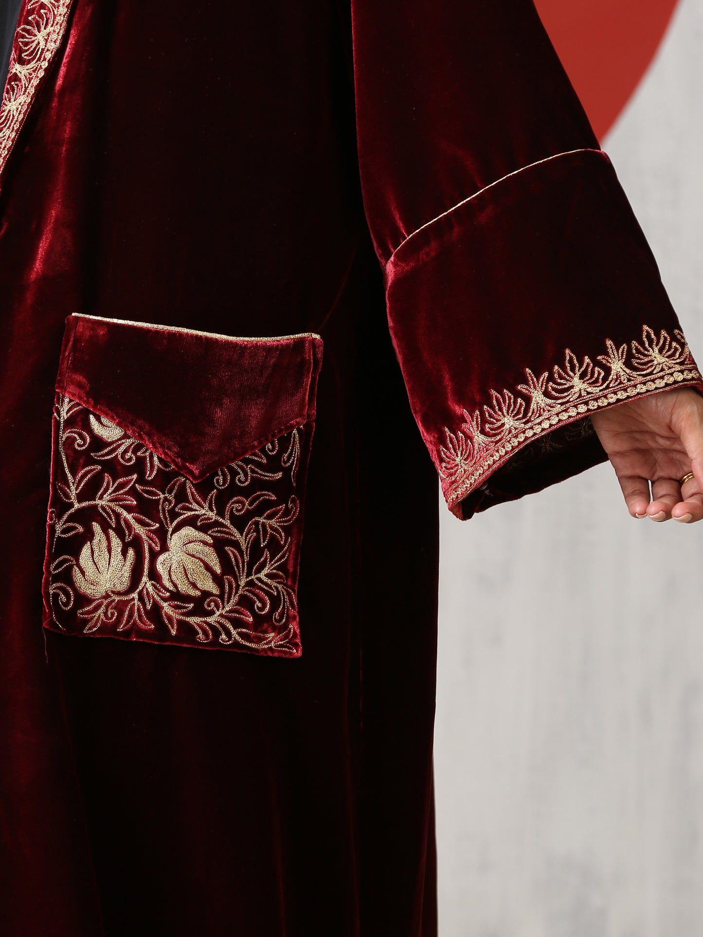 Makhmal Black Dress with Long Velvet Cape