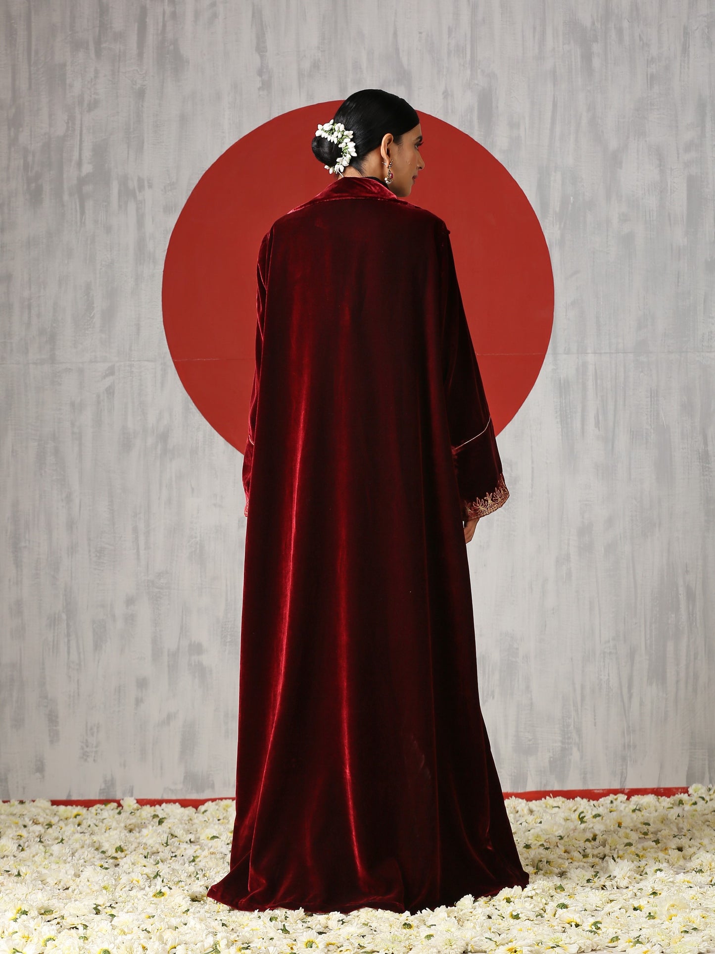 Makhmal Black Dress with Long Velvet Cape