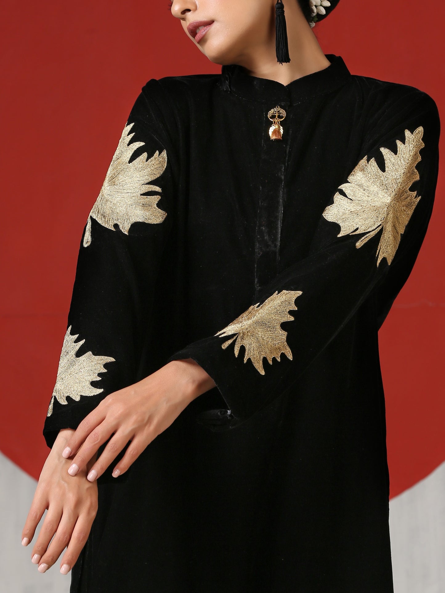 Makhmal Black Chinar Co-ord Set