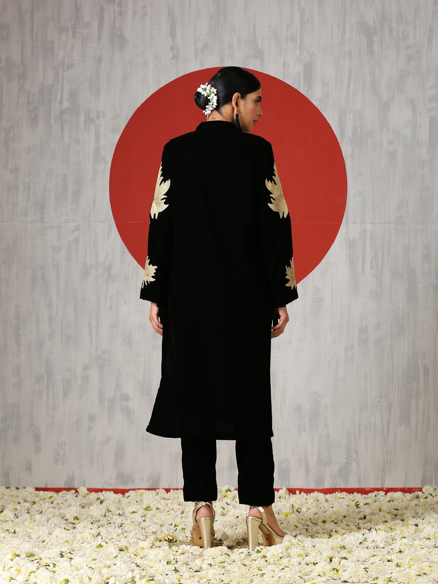 Makhmal Black Chinar Co-ord Set