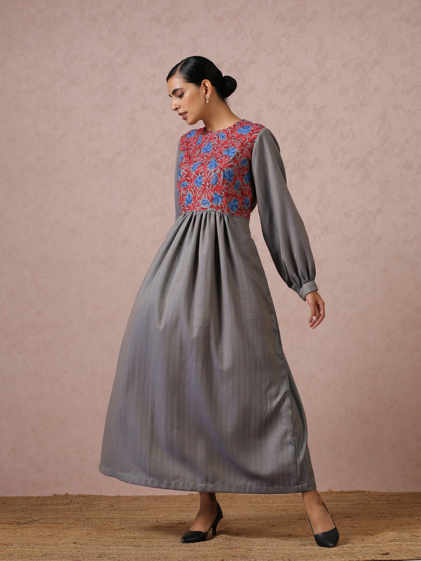 Makhmal Grey Long Dress
