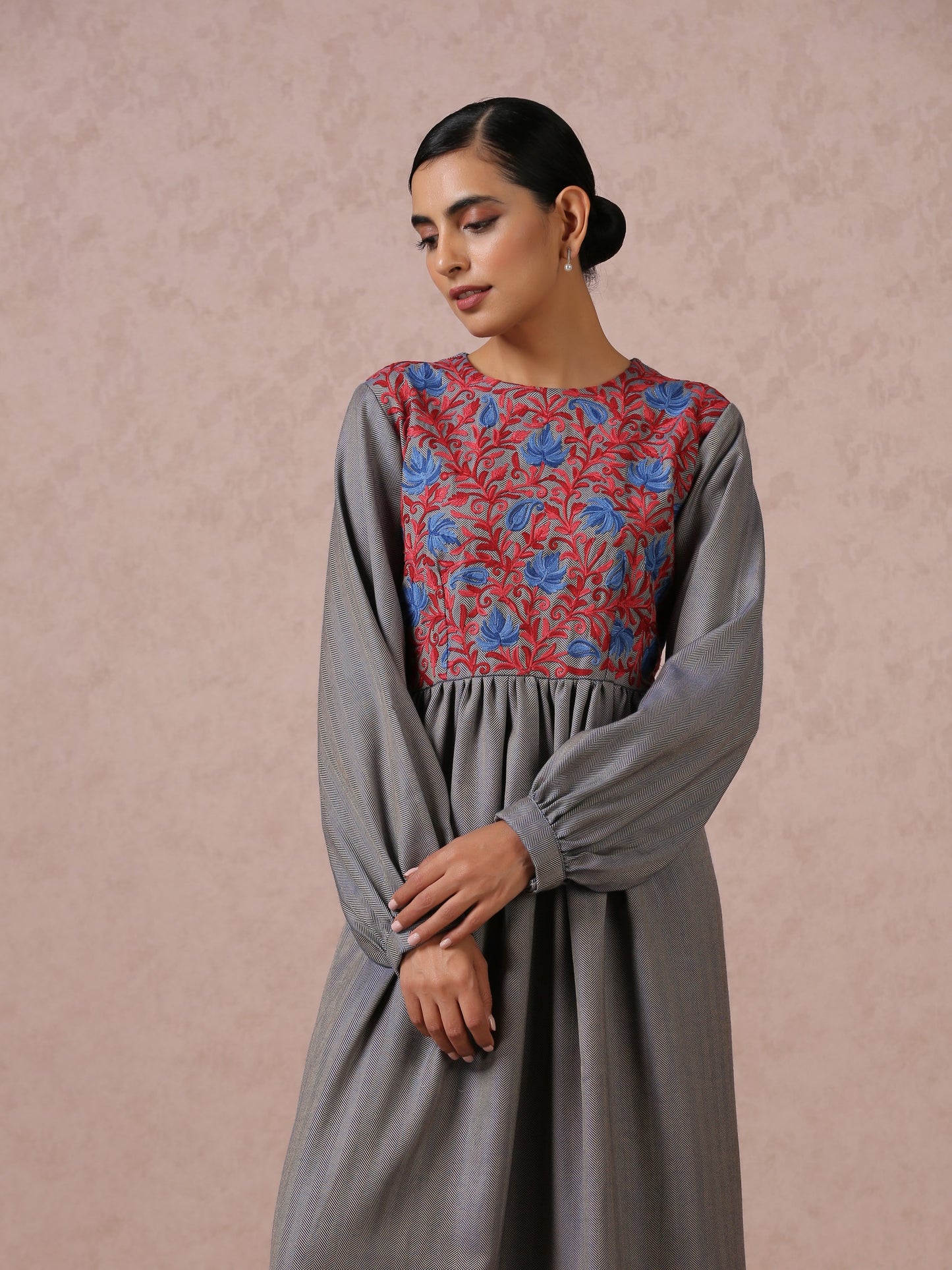 Makhmal Grey Long Dress