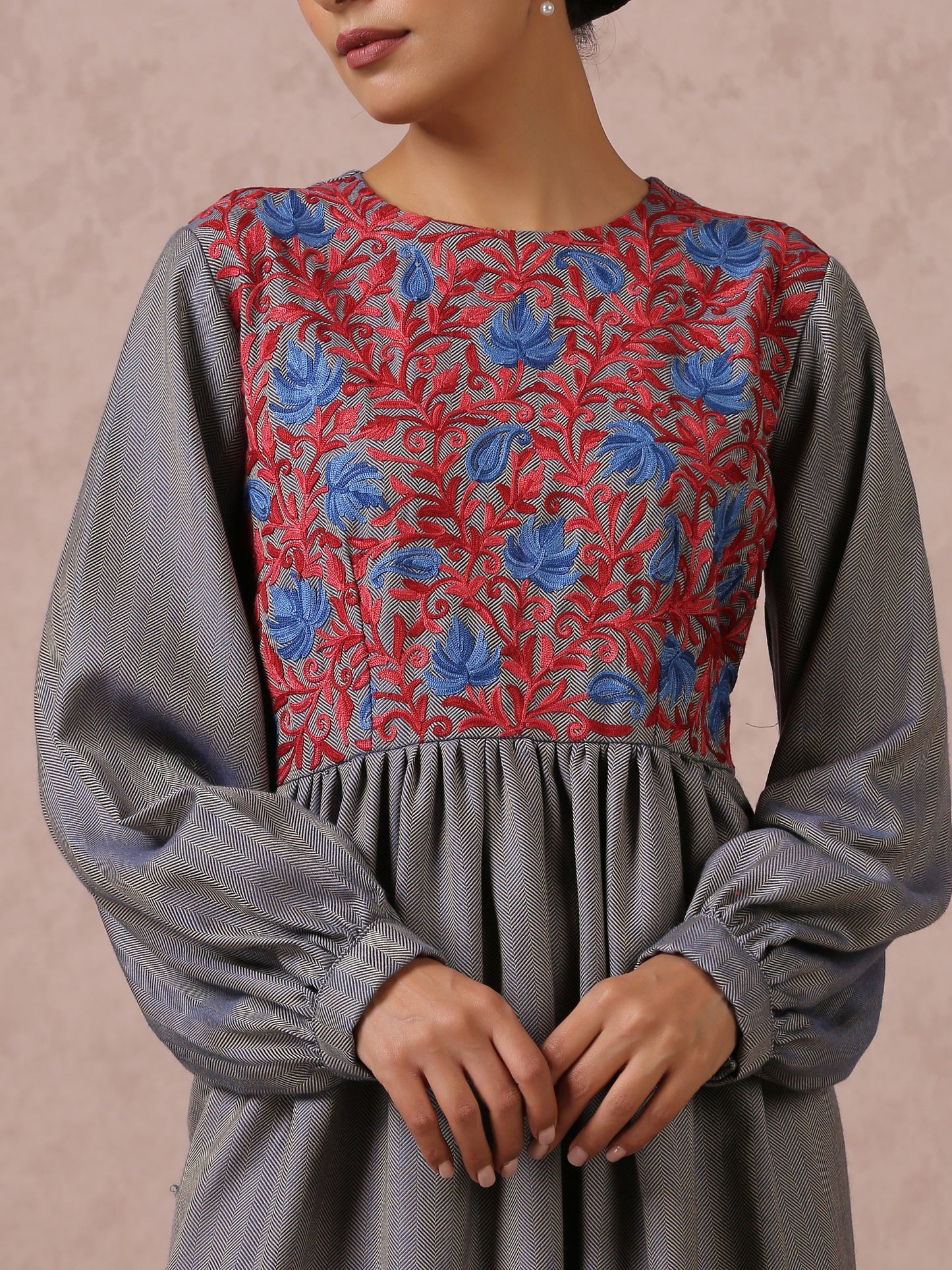 Makhmal Grey Long Dress