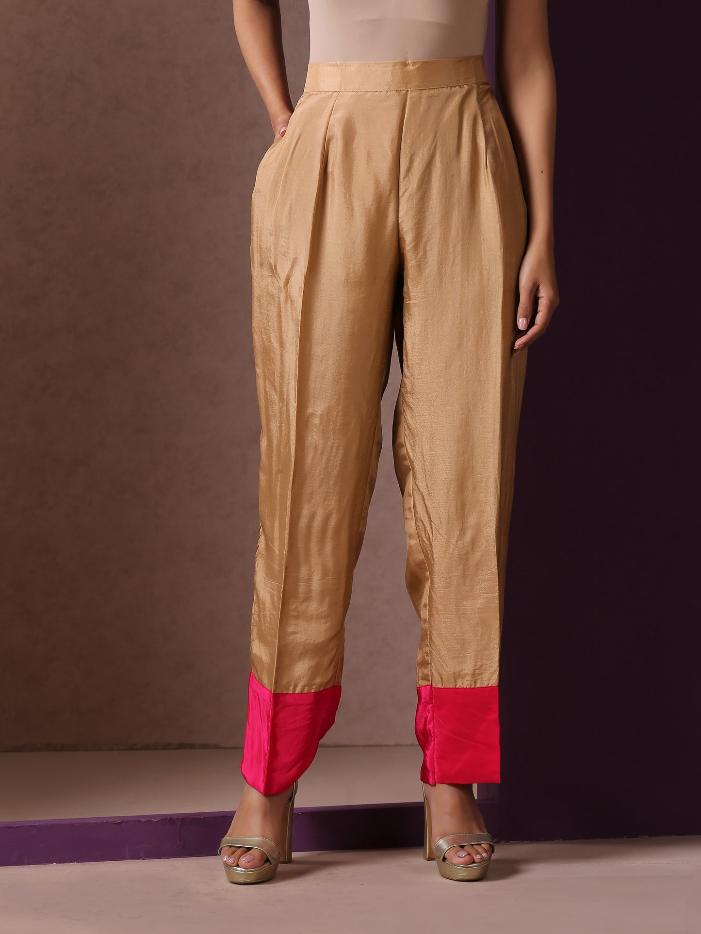Jashn Beige & Hot Pink Co-ord Set