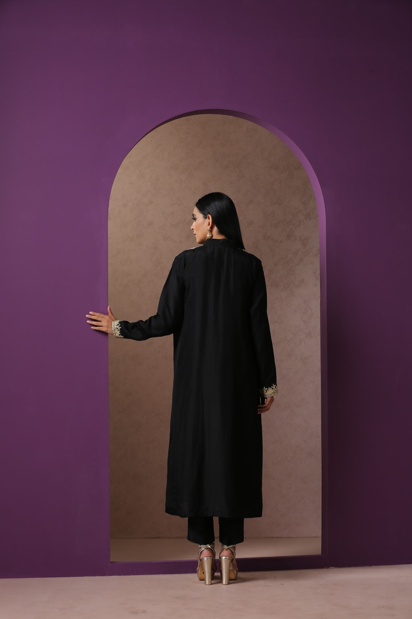 Jashn Black Achkan Style Suit Set