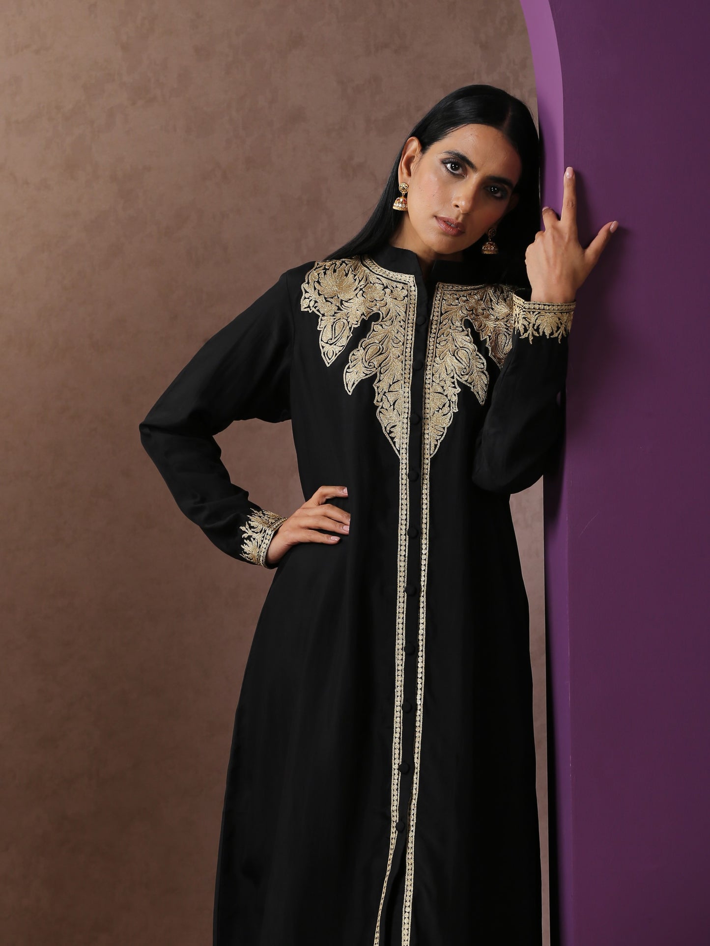 Jashn Black Achkan Style Suit Set