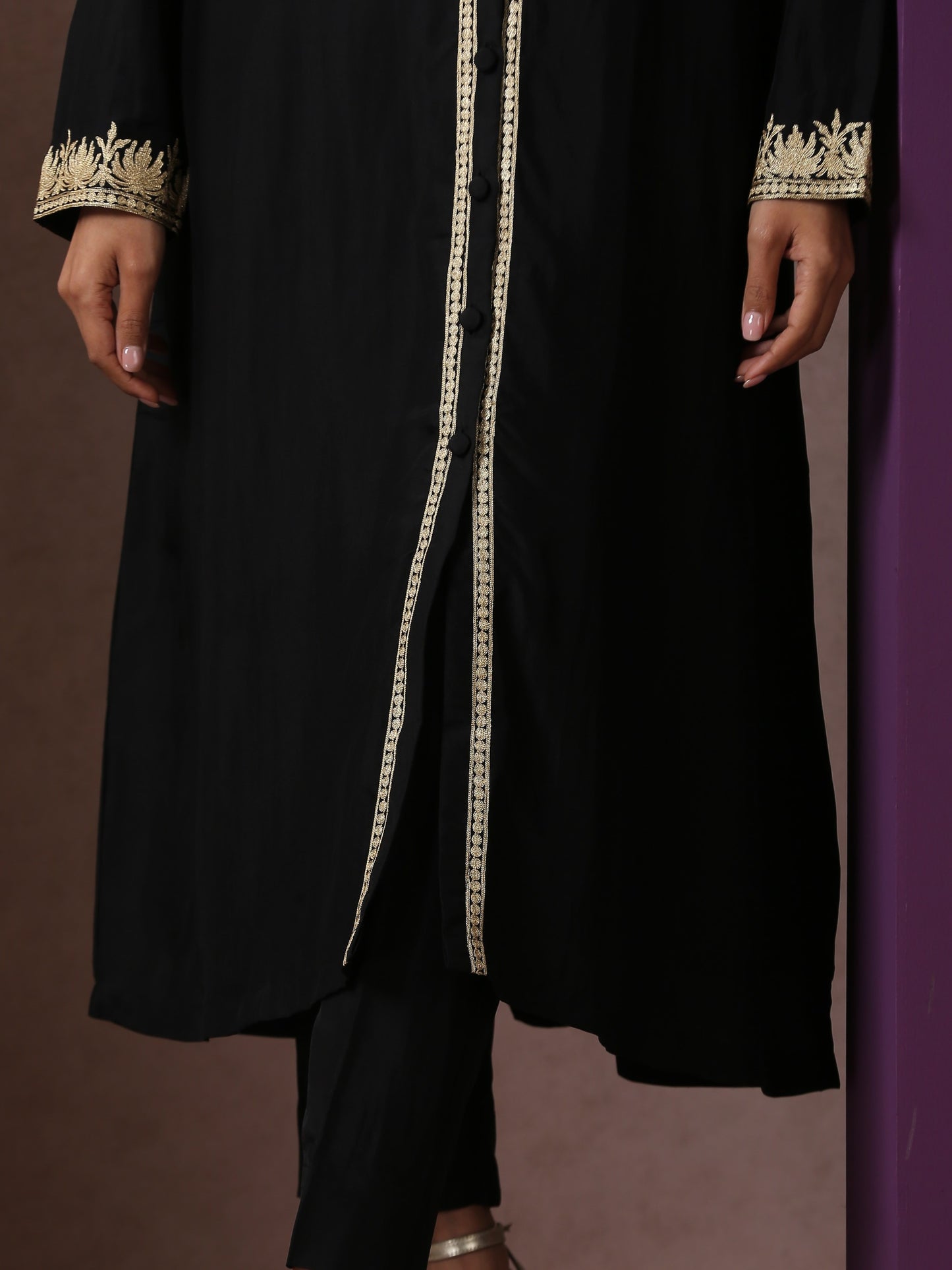 Jashn Black Achkan Style Suit Set