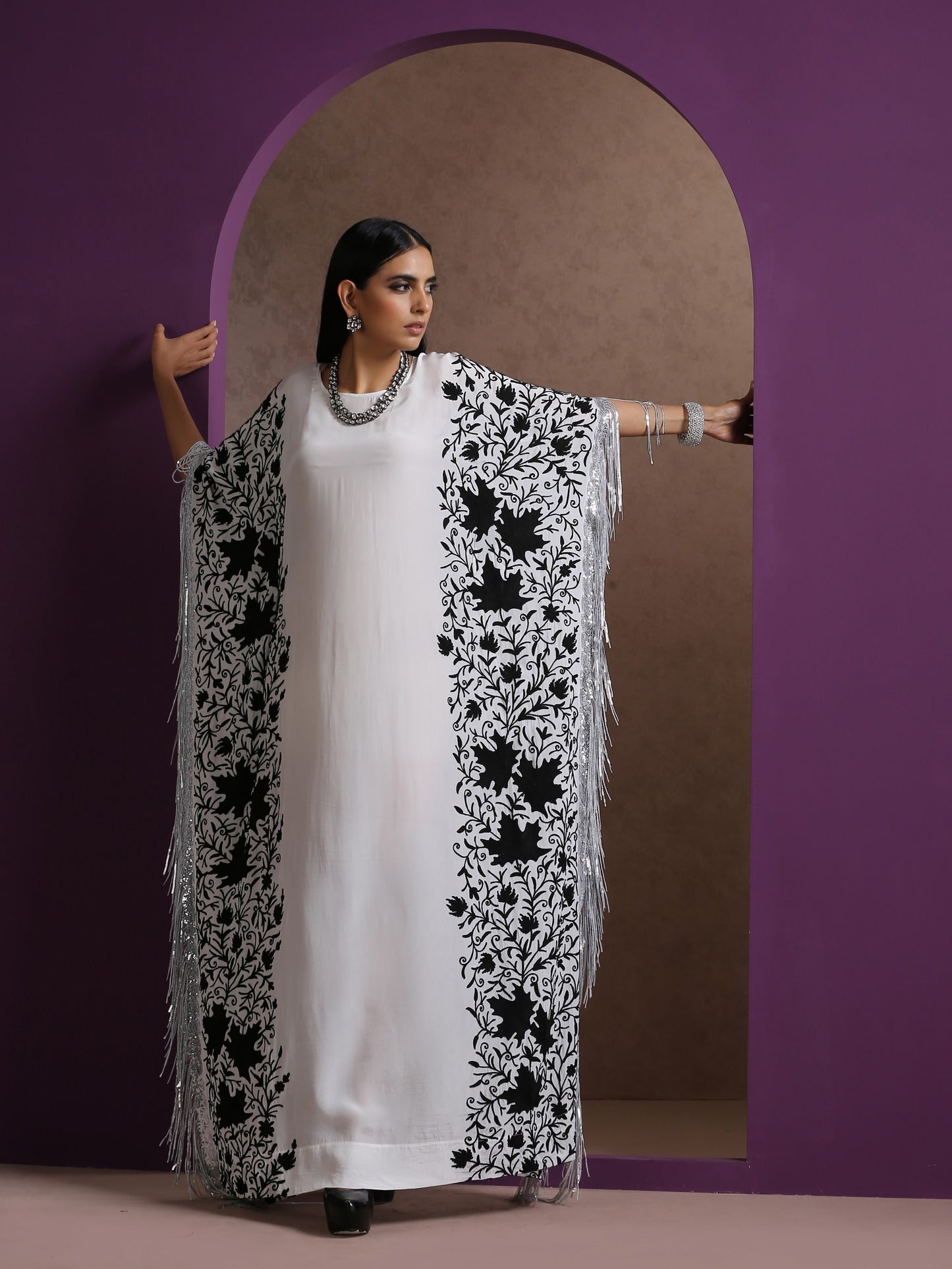 Jashn White & Black Kaftan