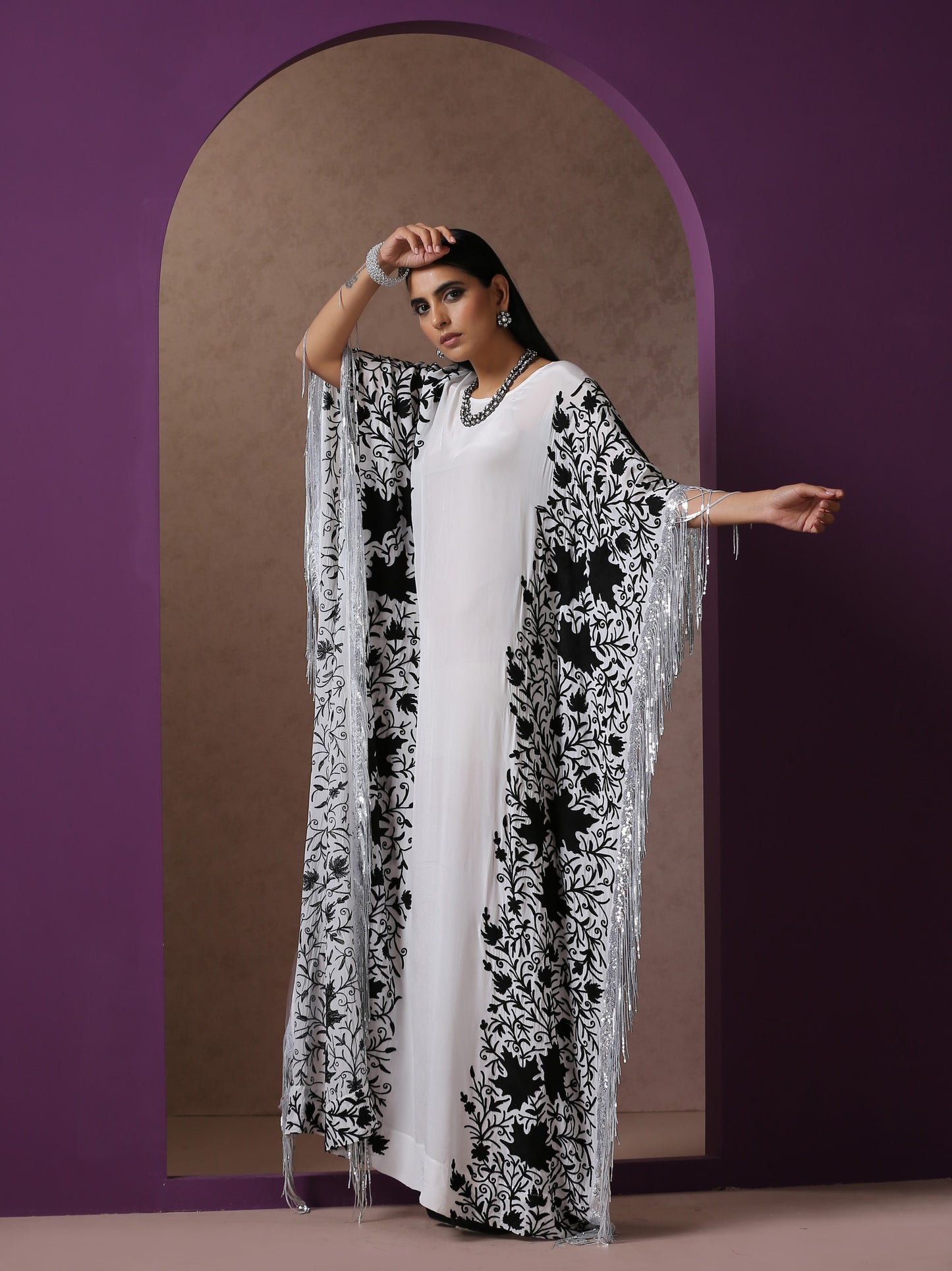 Jashn White & Black Kaftan