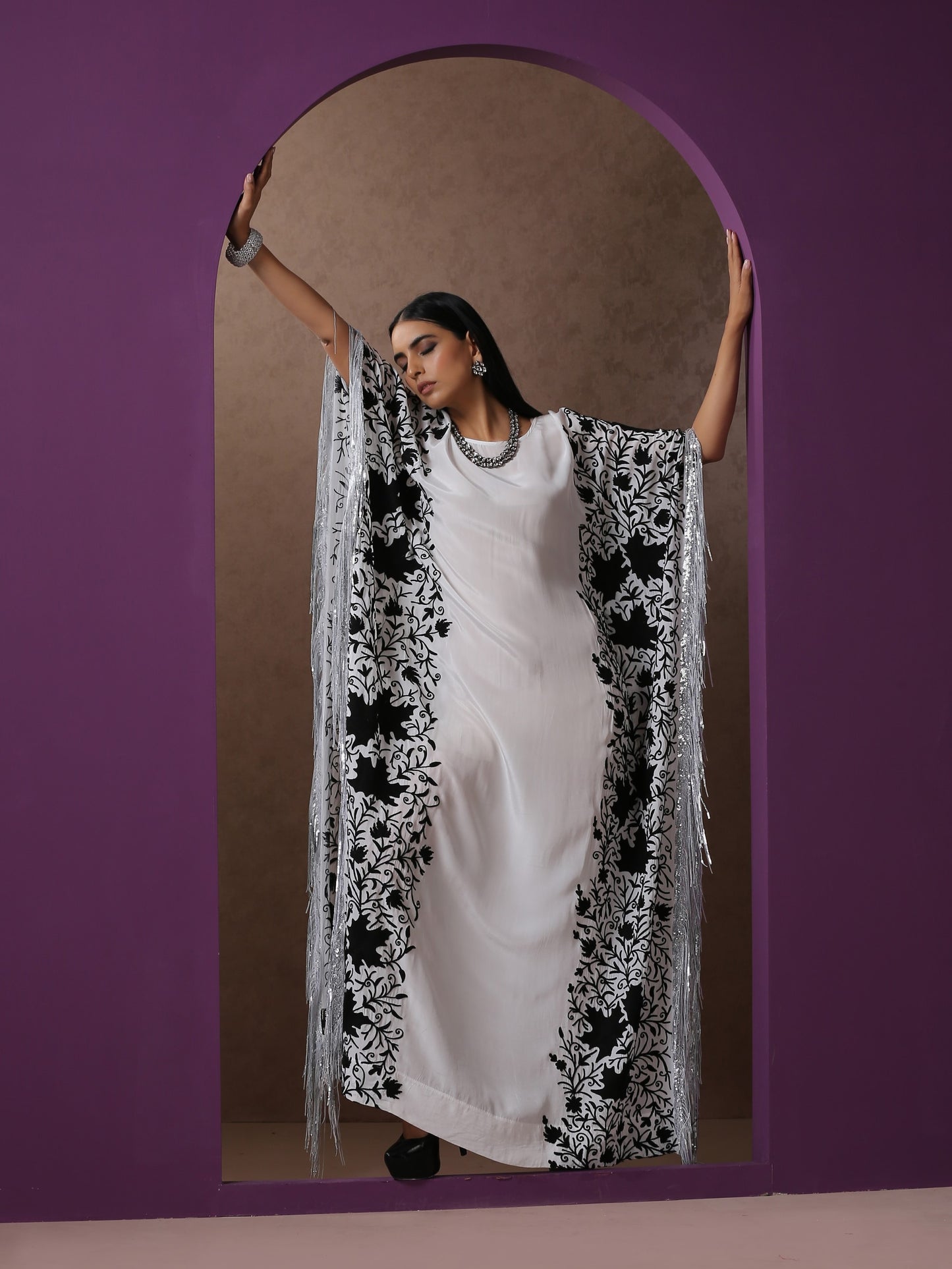 Jashn White & Black Kaftan