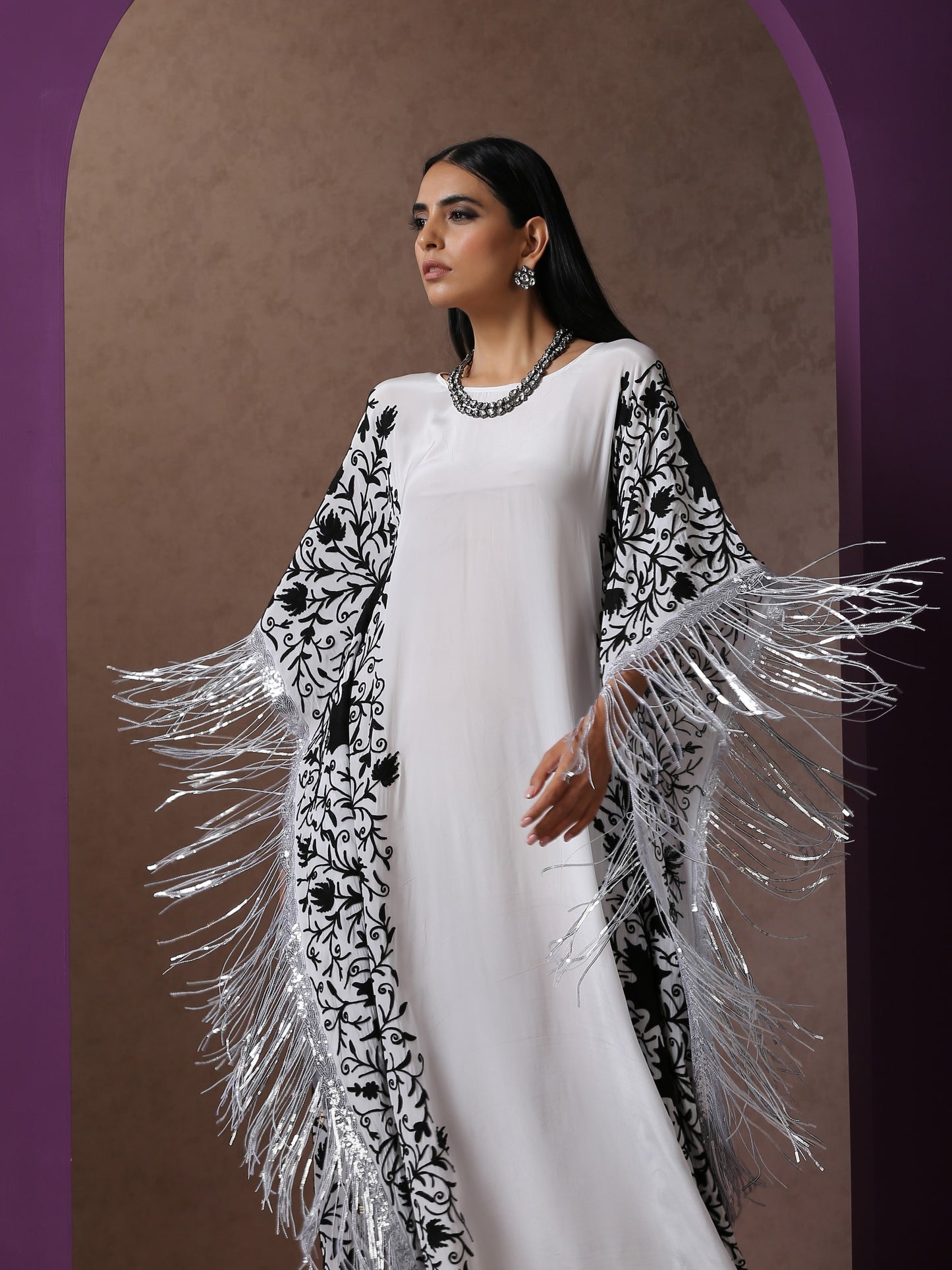 Jashn White & Black Kaftan