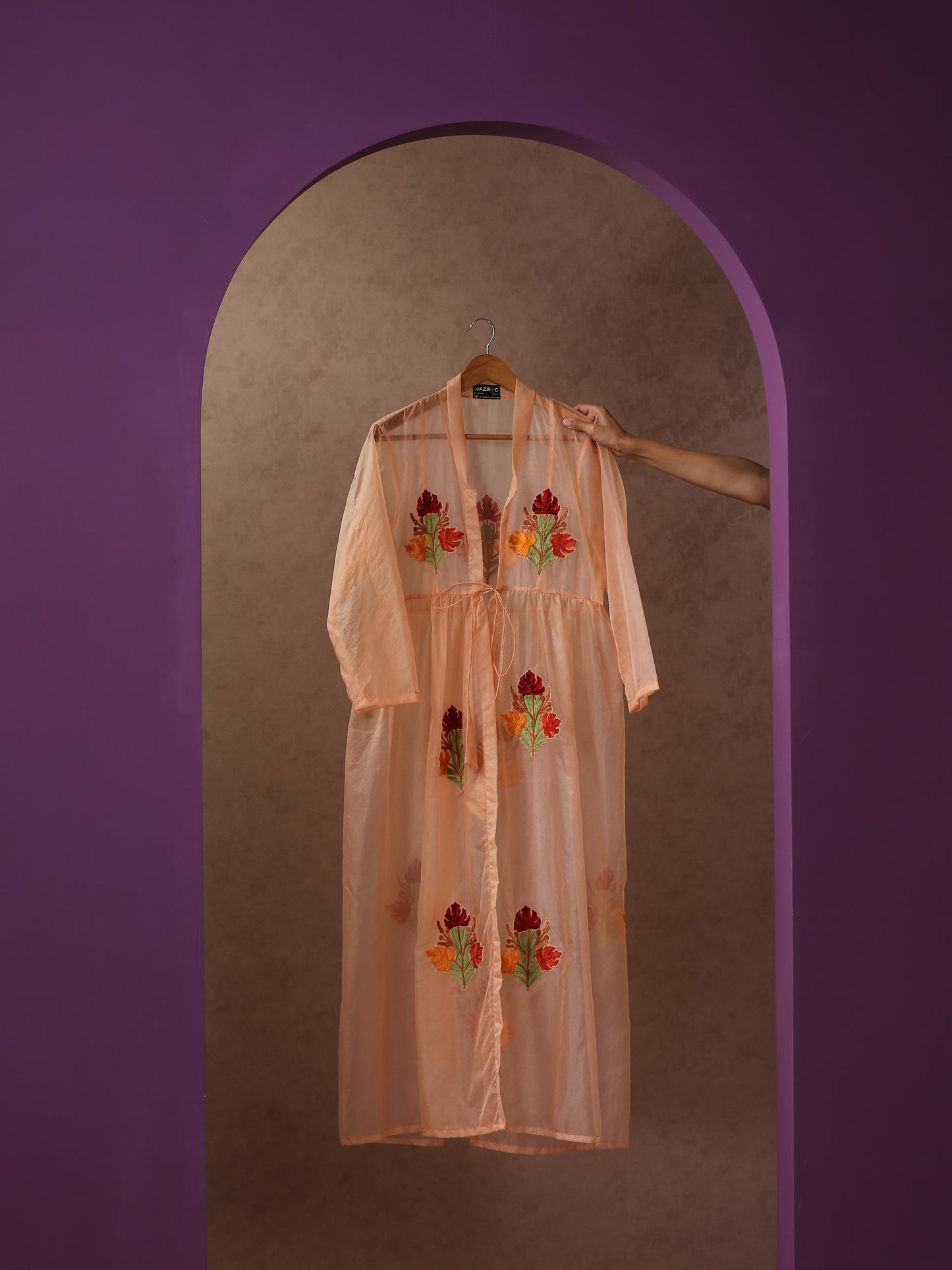 Bahaar Organza Peach Cape