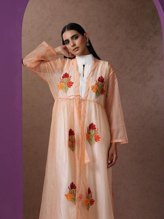 Bahaar Organza Peach Cape