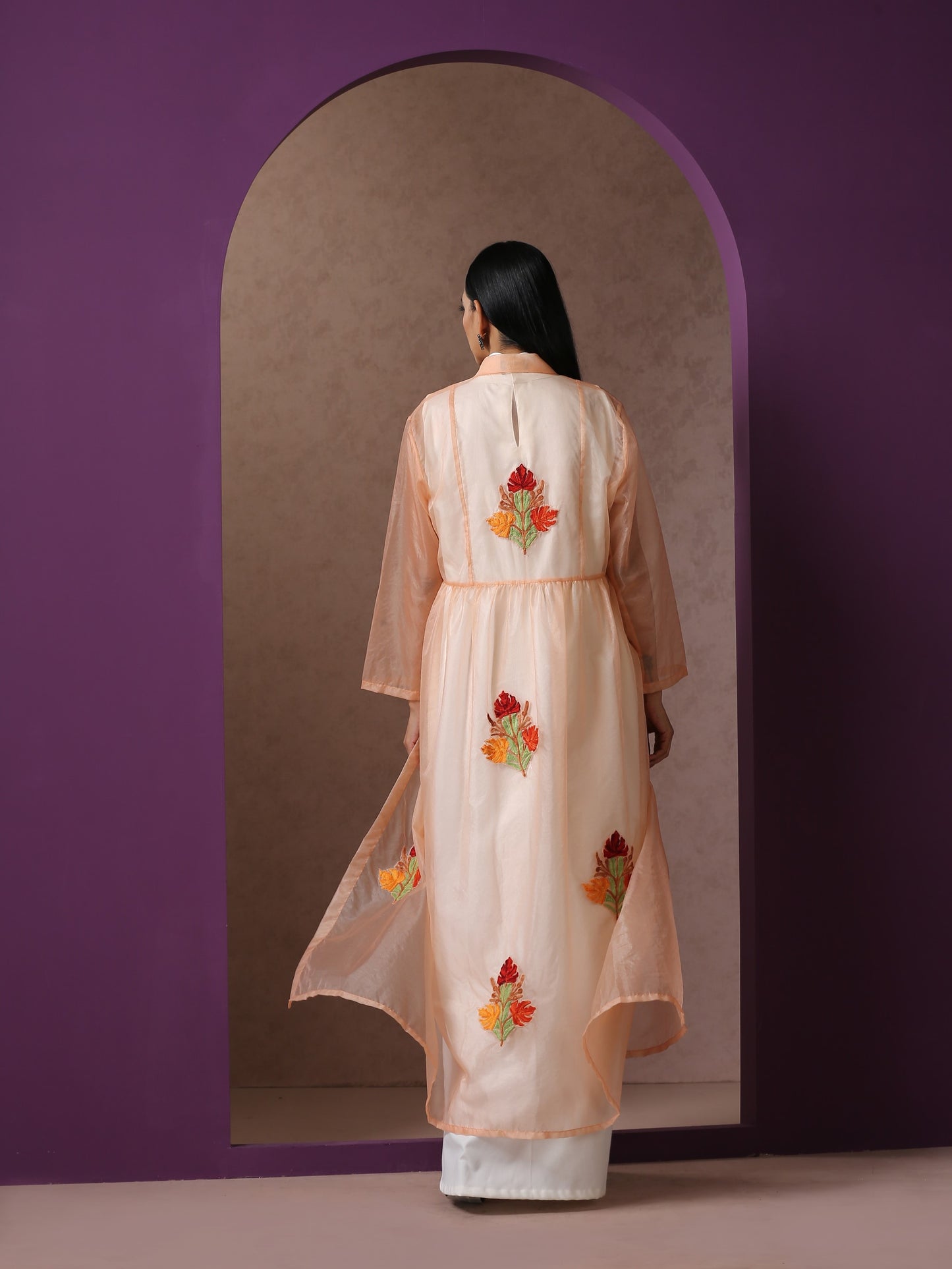 Bahaar Organza Peach Cape