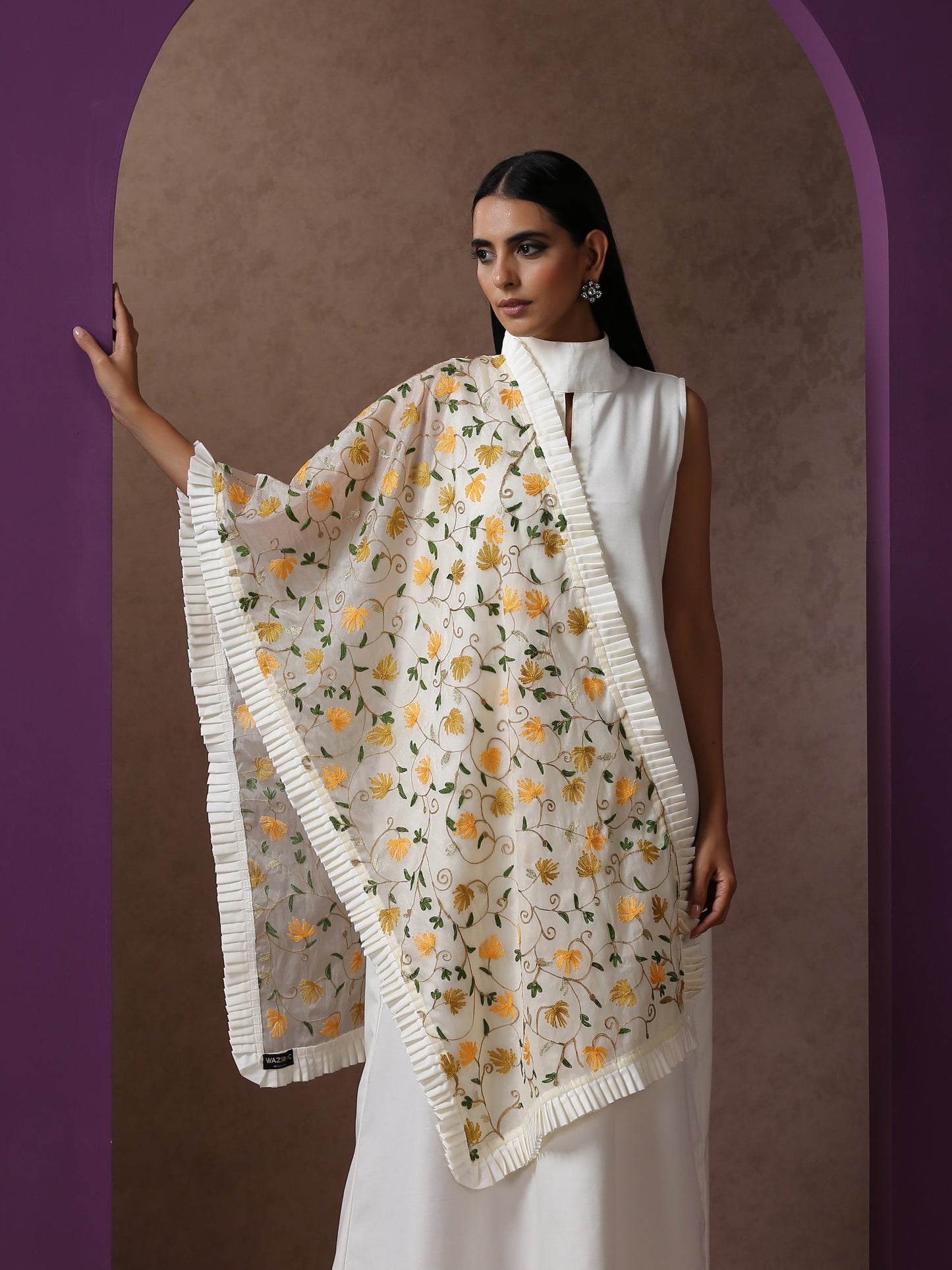 Bahaar Organza Frilled Stole