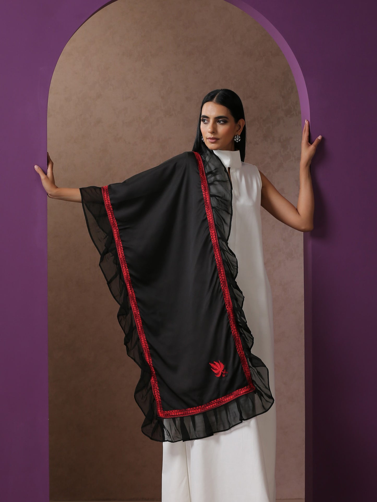 Sabaa Black Satin Stole