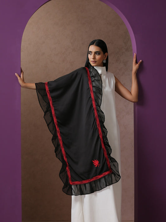 Sabaa Black Satin Stole