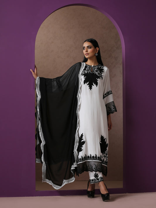 Jashn Chinar Black & White Suit Set