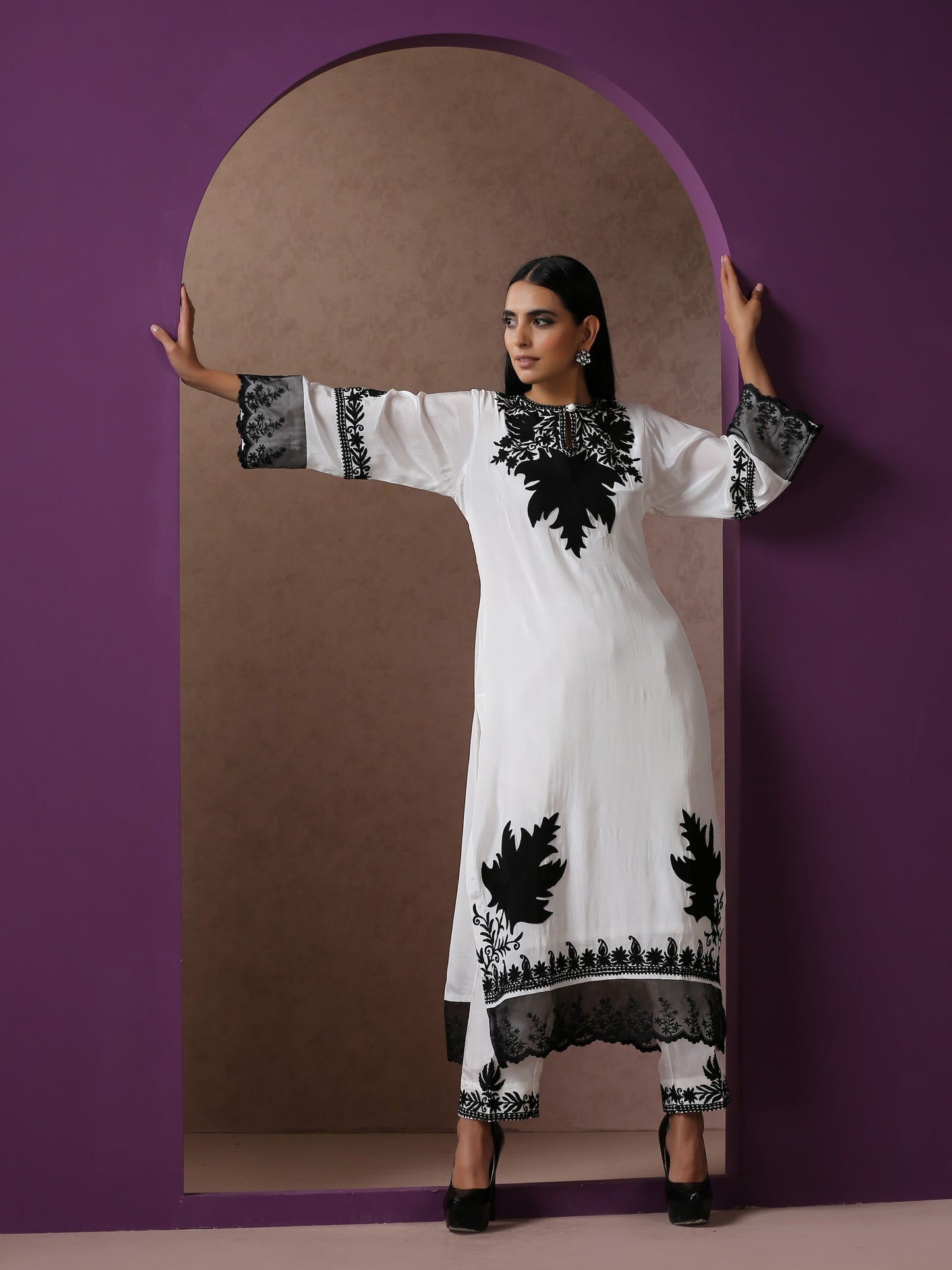 Jashn Chinar Black & White Suit Set