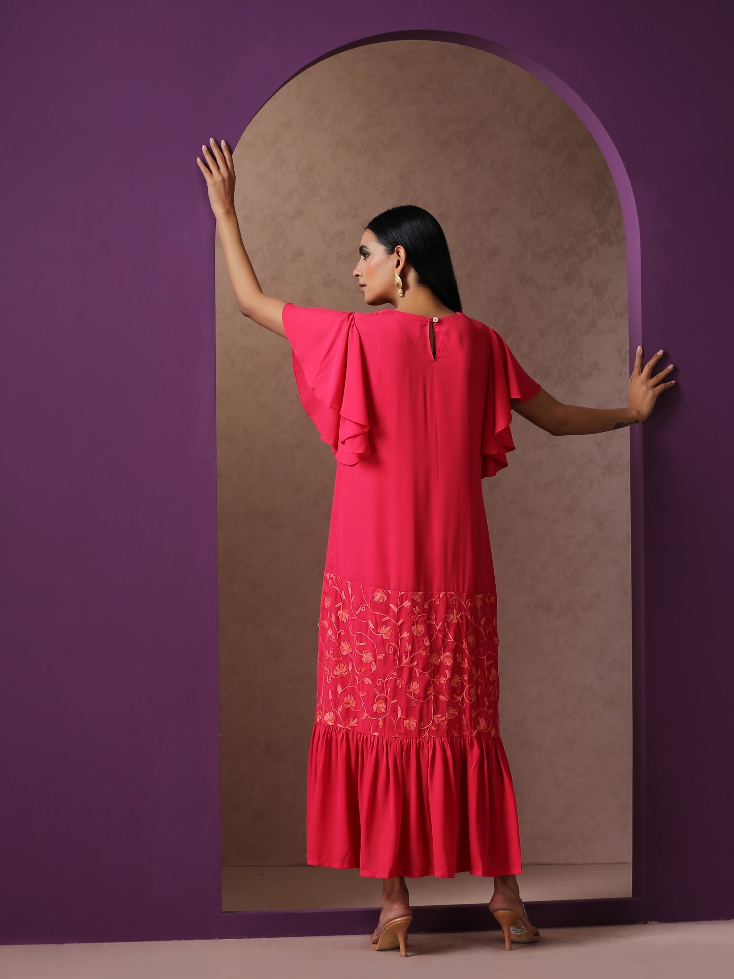 Bahaar Pink Frilled Dress