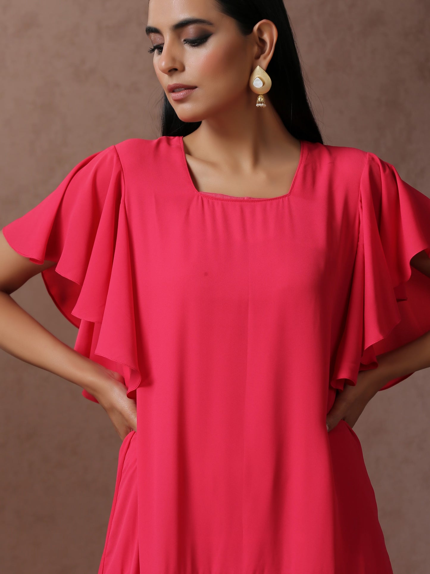 Bahaar Pink Frilled Dress
