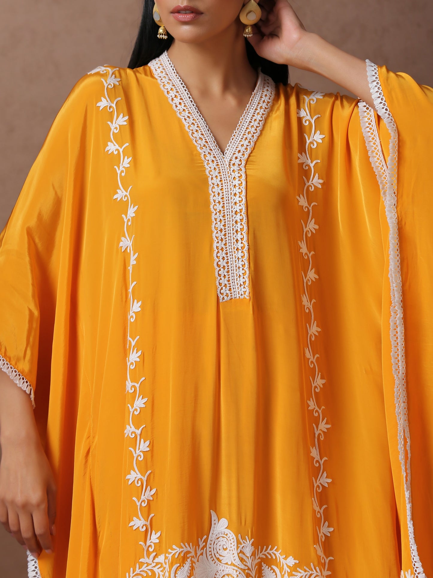 Jashn Mustard Kaftaan Set