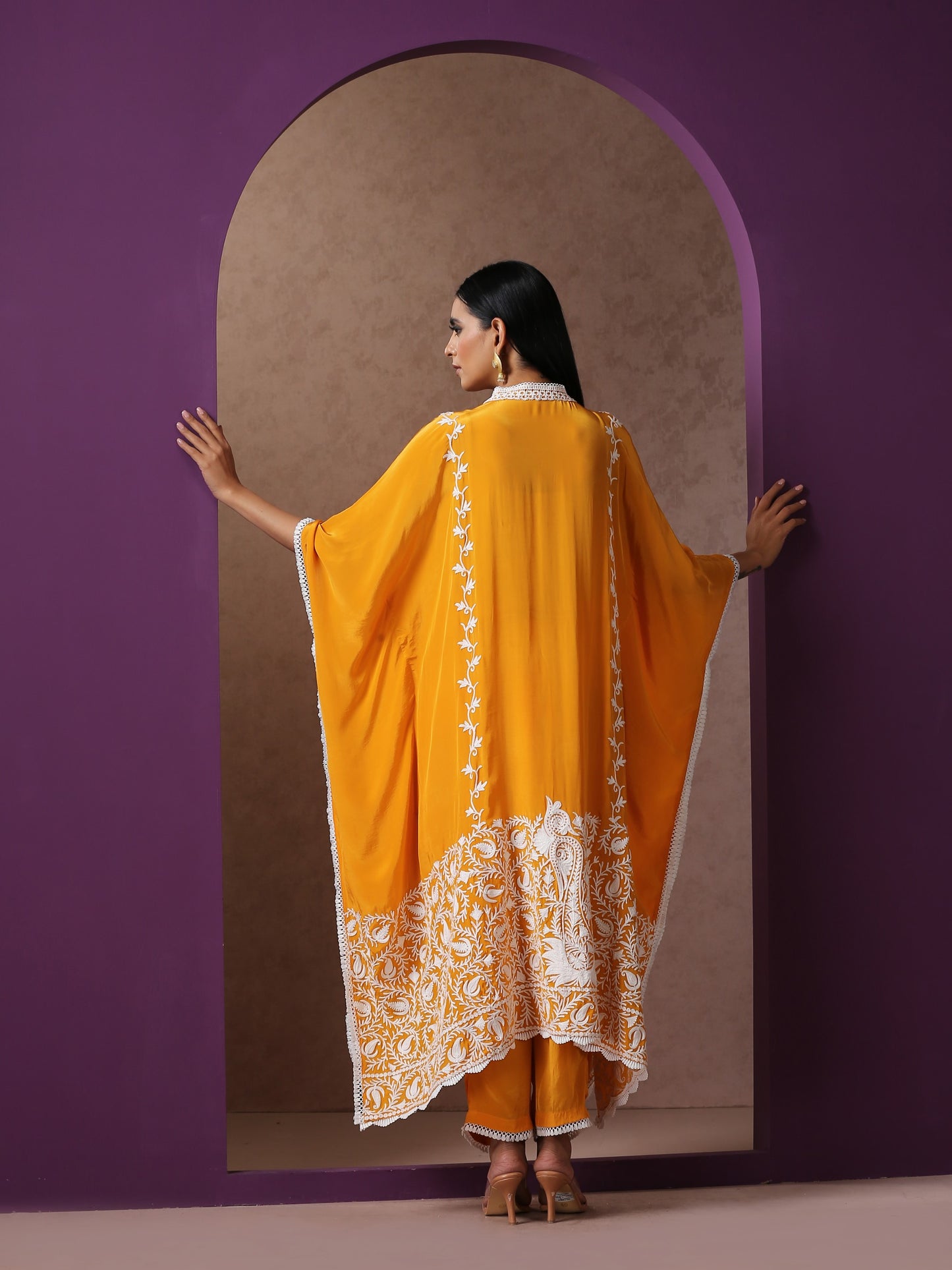Jashn Mustard Kaftaan Set