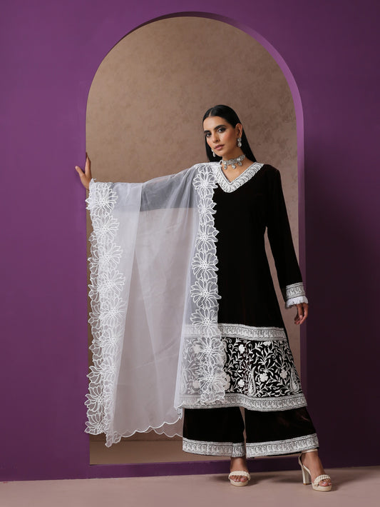 Makhmal Brown Suit Set