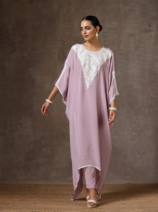 Aghaaz Purple Kaftan Set