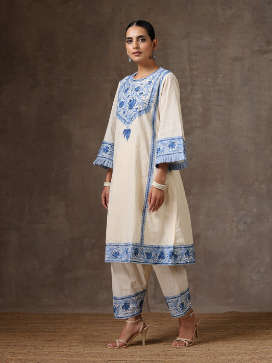 Aghaaz Off-White Pheran Suit