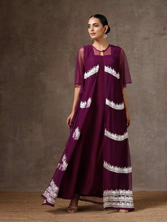 Aghaaz Net Kaftan Set