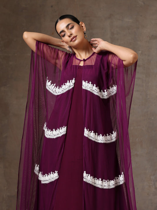 Aghaaz Net Kaftan Set