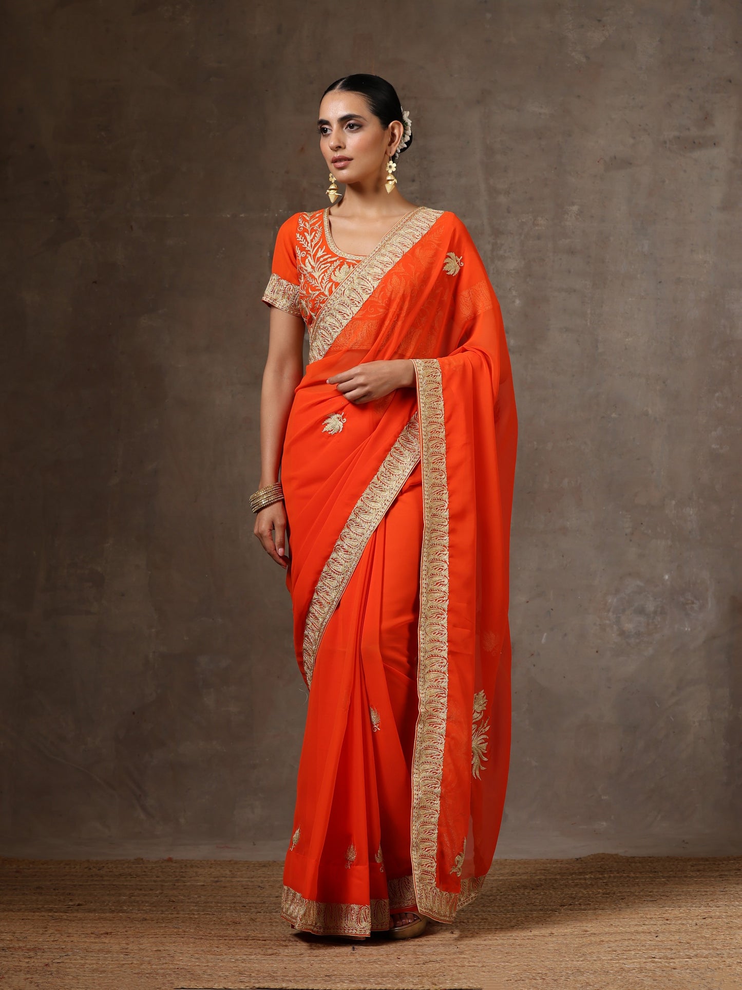 Aghaaz Orange Saree