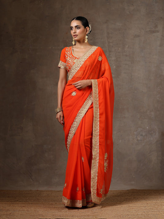 Aghaaz Orange Saree