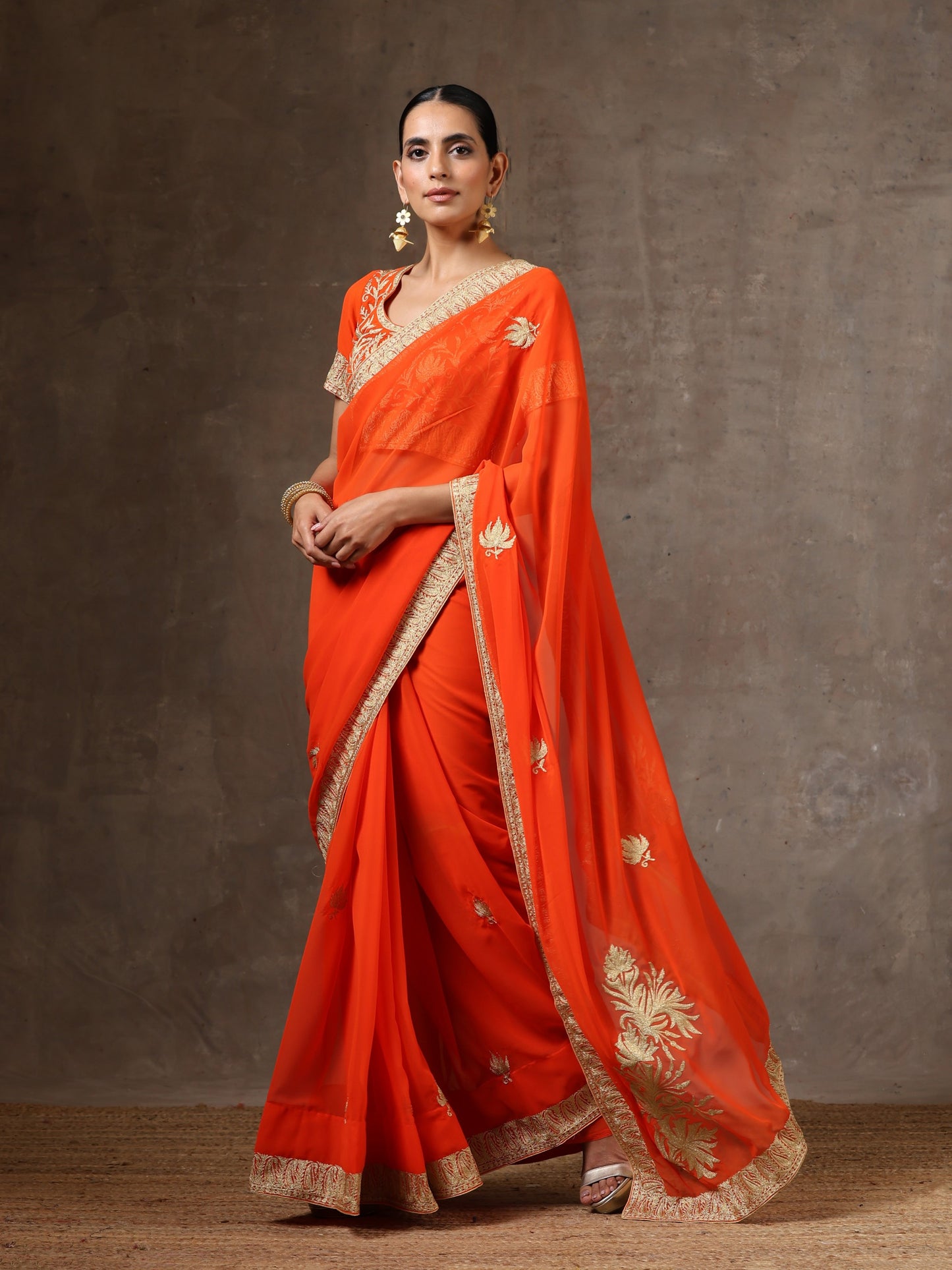 Aghaaz Orange Saree