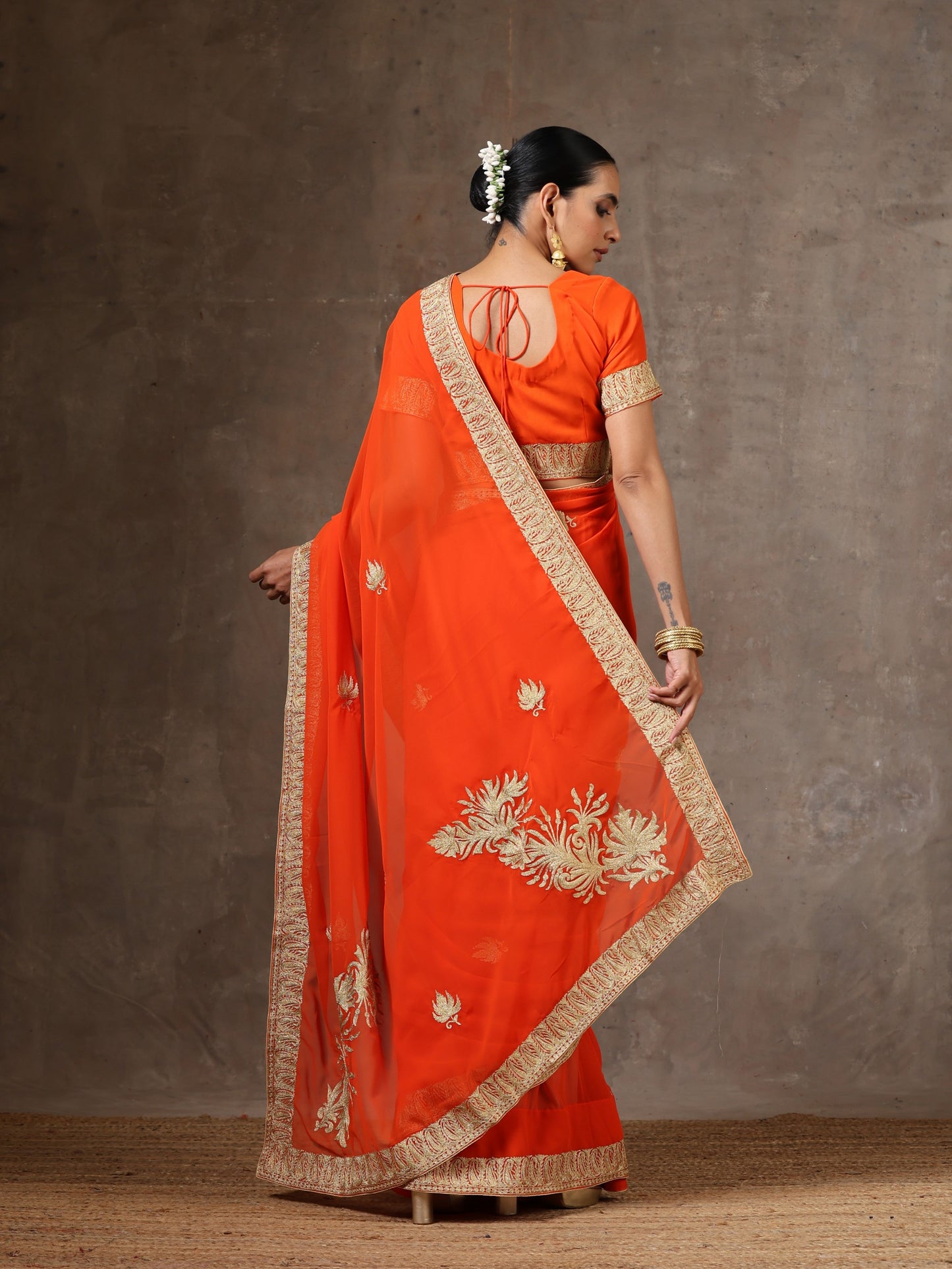 Aghaaz Orange Saree