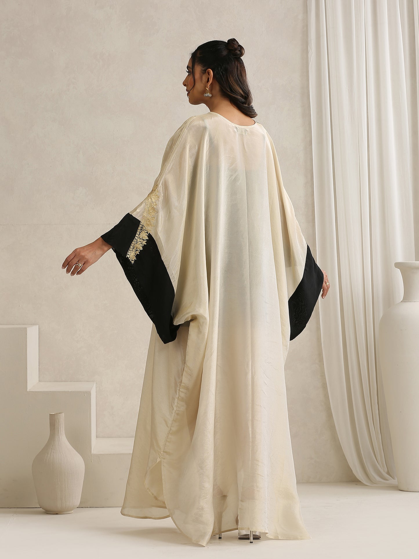 Nargis Kashmiri Embroidered Silk Abaya with Sheila