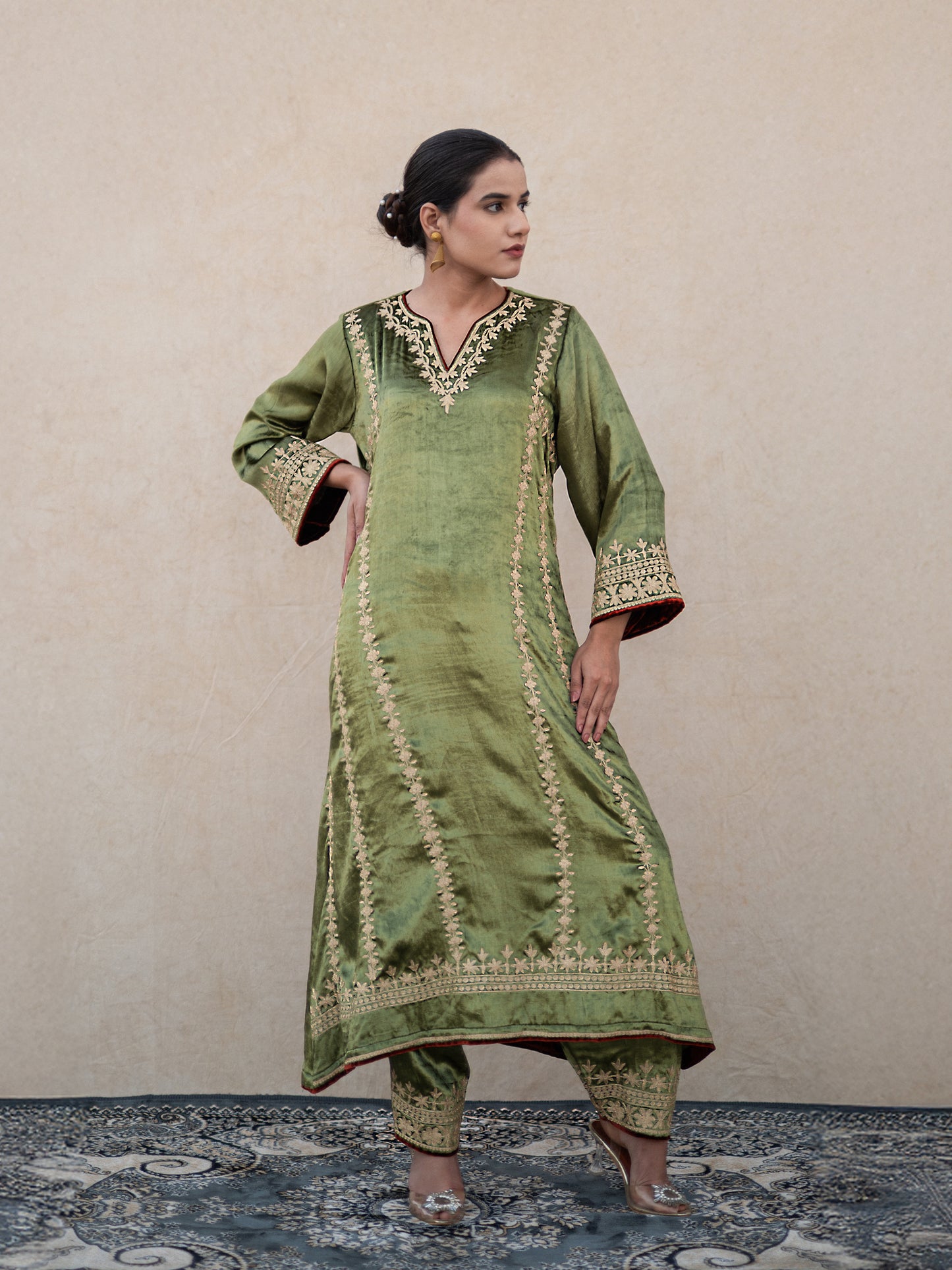 Zoon Olive Green Choga Set