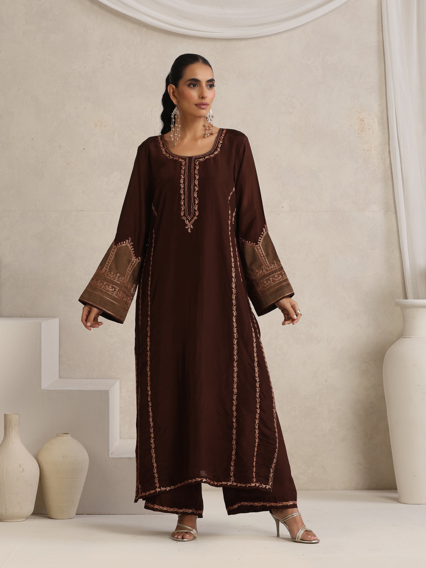 Afsana Brown A-Line Suit Set
