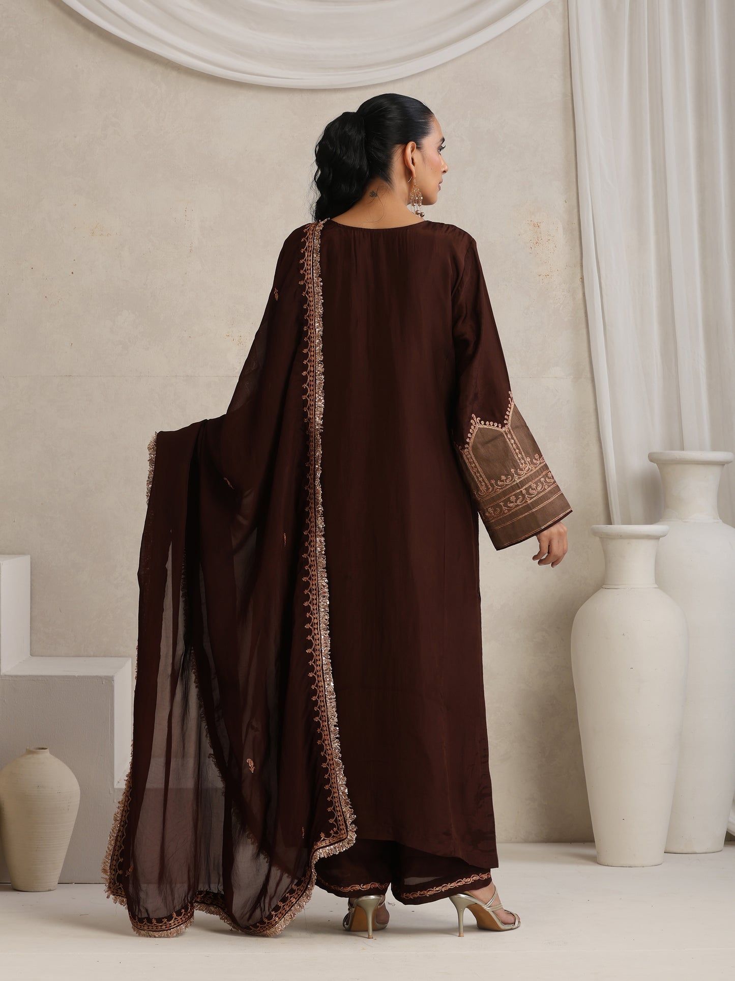 Afsana Brown A-Line Suit Set