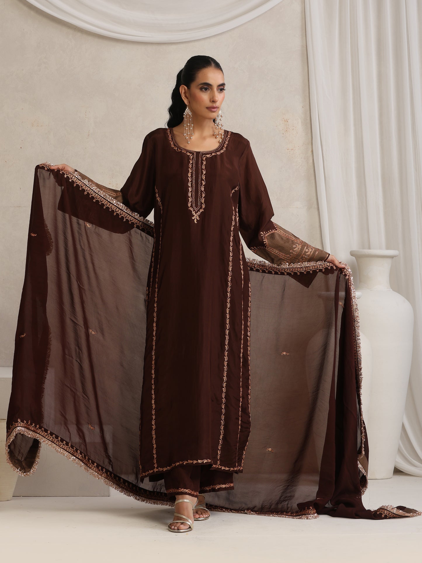 Afsana Brown A-Line Suit Set