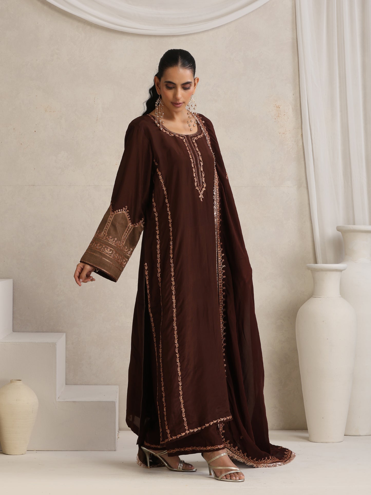 Afsana Brown A-Line Suit Set