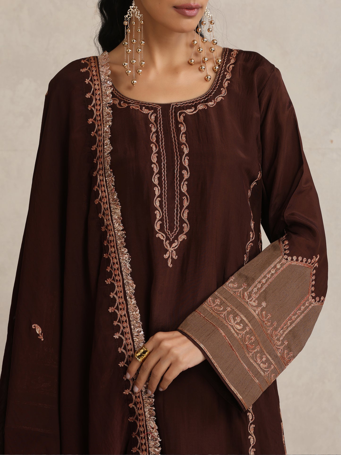 Afsana Brown A-Line Suit Set