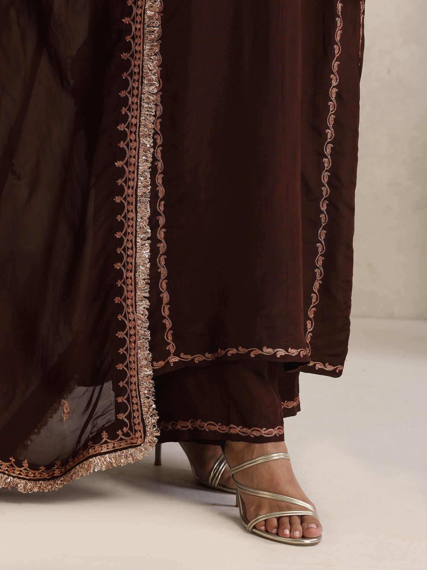 Afsana Brown A-Line Suit Set