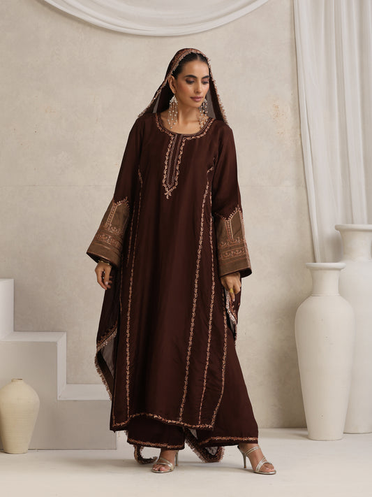 Afsana Brown A-Line Suit Set