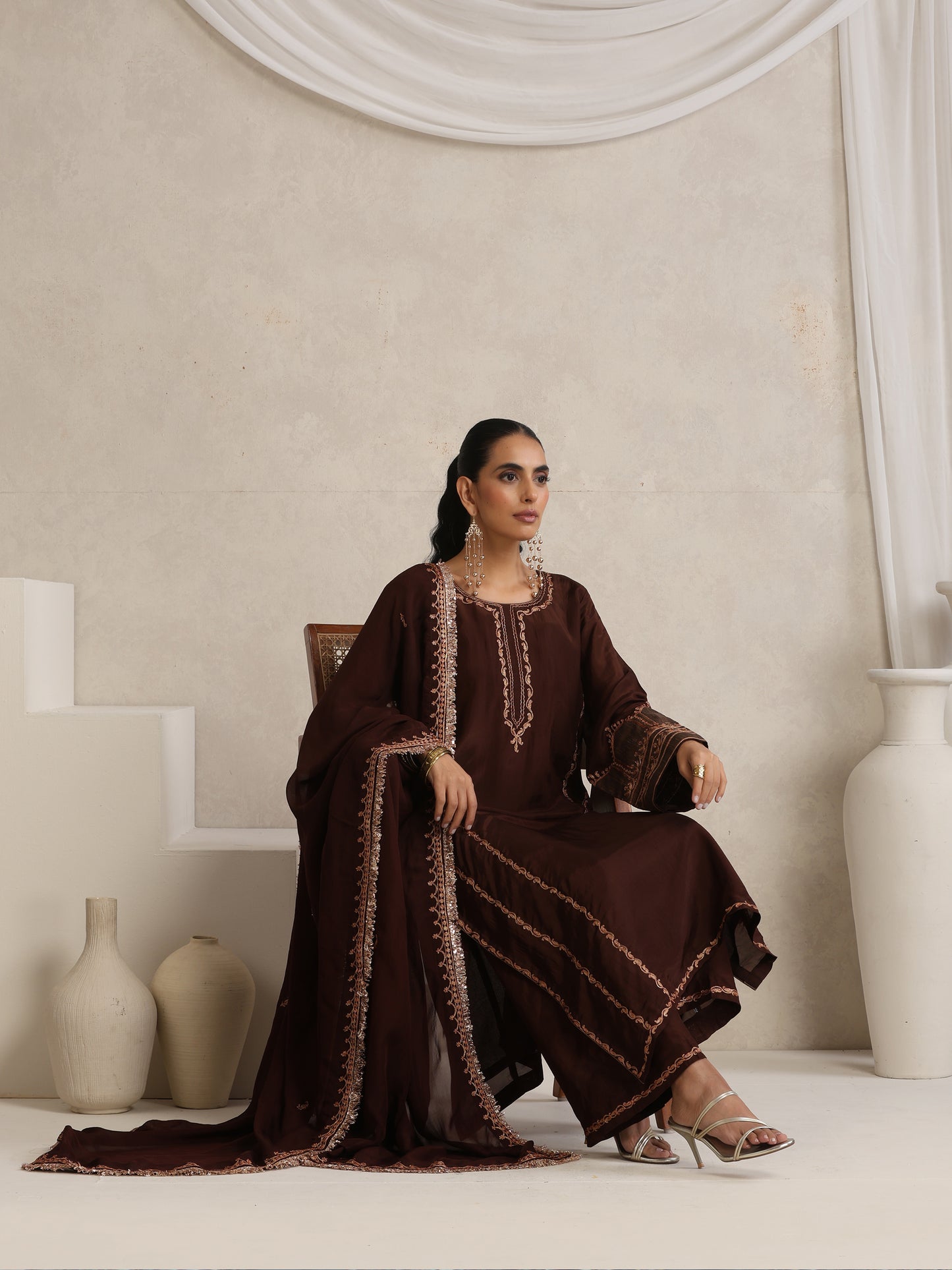 Afsana Brown A-Line Suit Set
