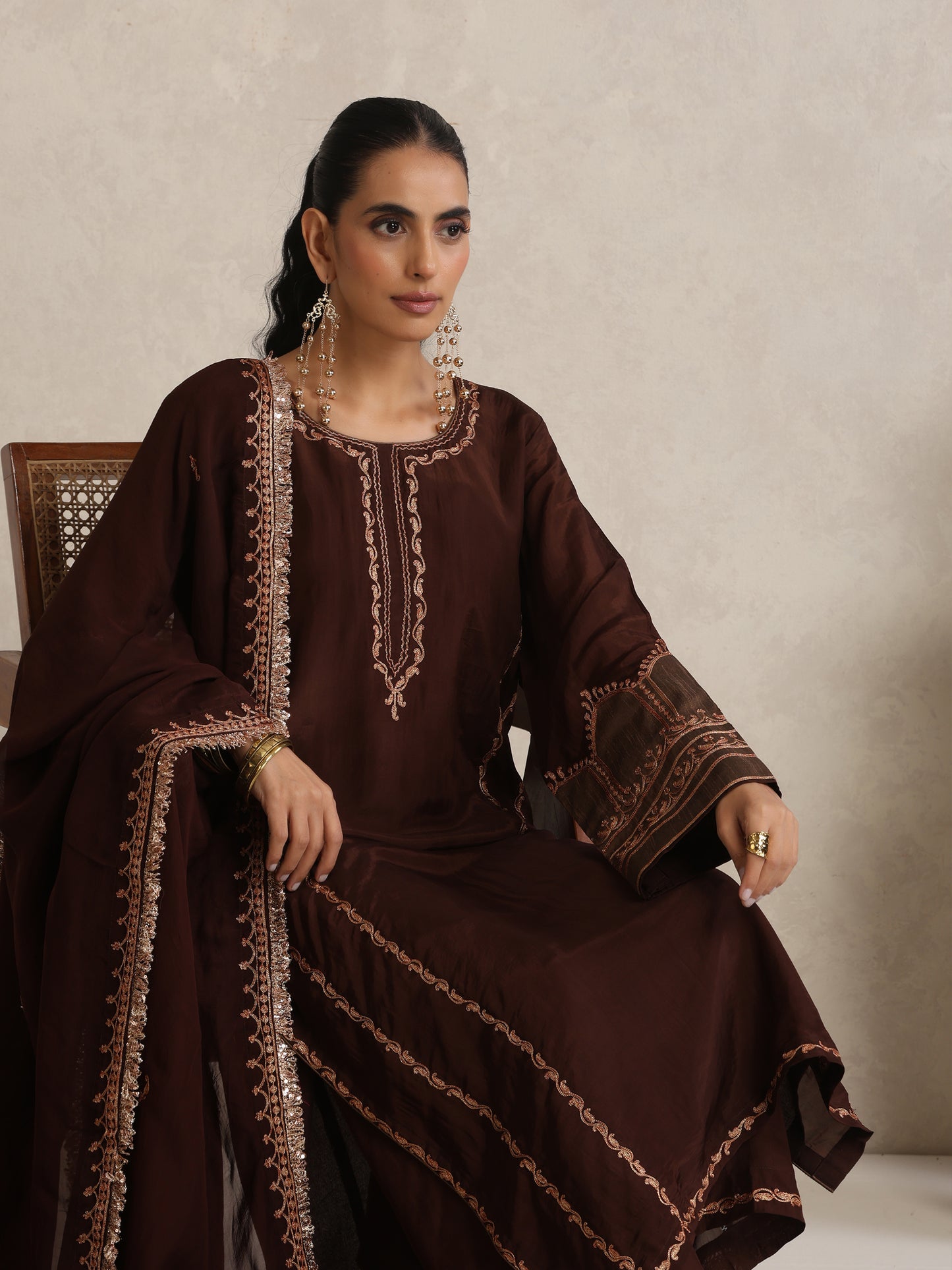 Afsana Brown A-Line Suit Set