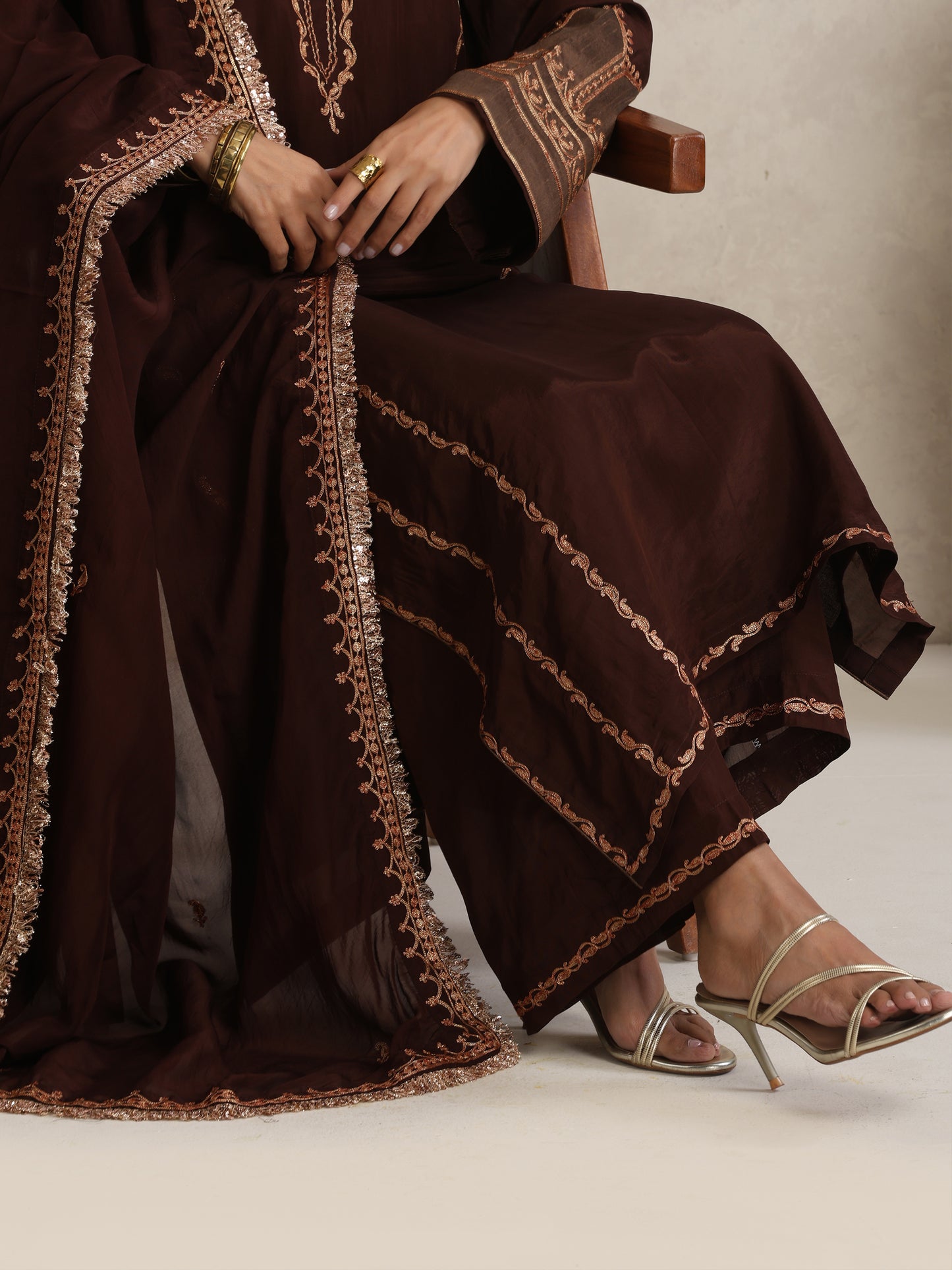 Afsana Brown A-Line Suit Set